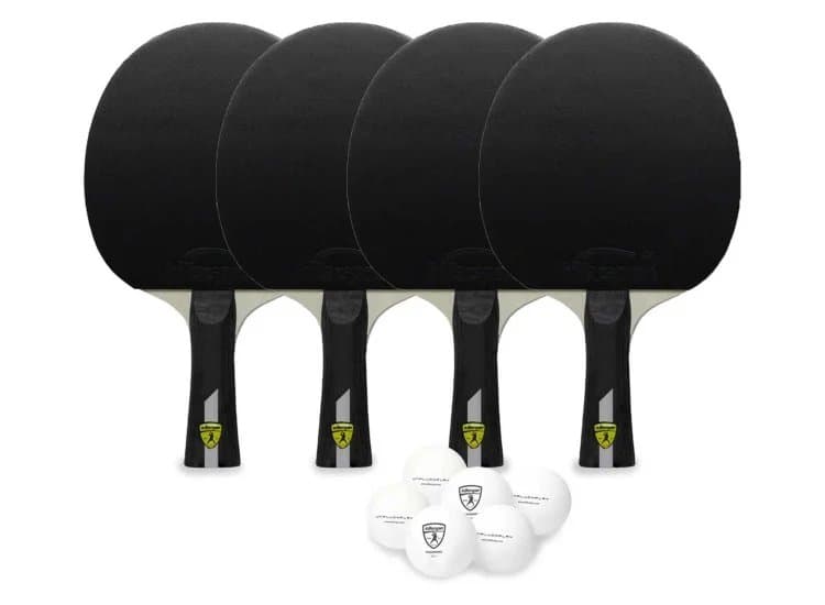 Killerspin 4X Impact Ping Pong Paddle Set in Black (4-Pack)