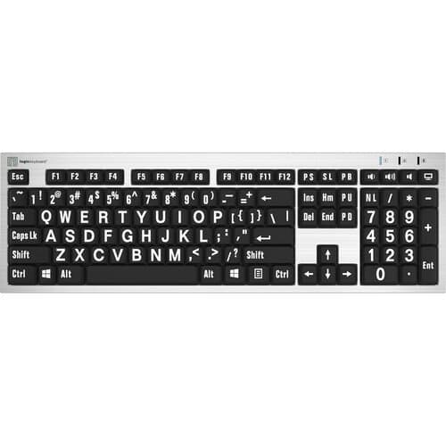 Logickeyboard XLPrint PC Slim Line Keyboard with Large Print (White on Black)