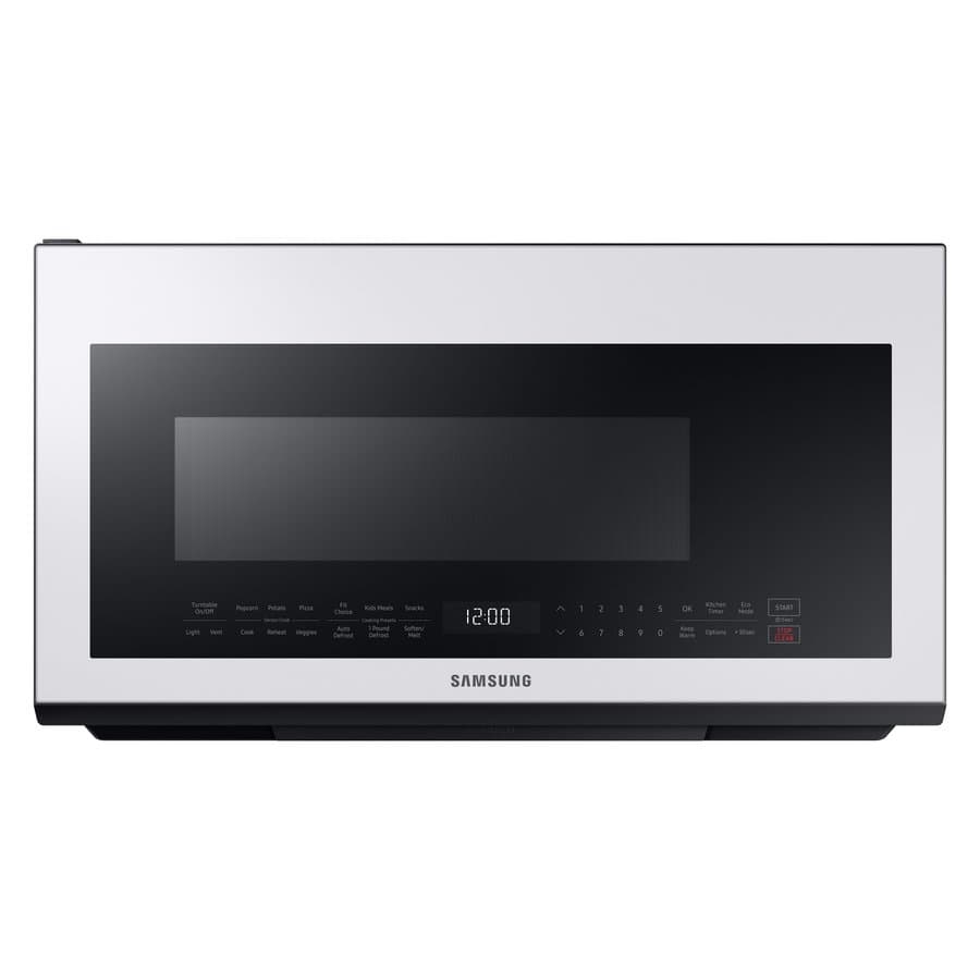 Samsung Bespoke 2.1-cu ft Over-the-Range Microwave with Sensor Cooking ( White Glass )