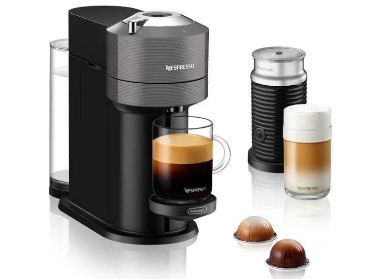 DeLonghi Nespresso Vertuo Next Coffee & Espresso Machine With Aeroccino, Gray