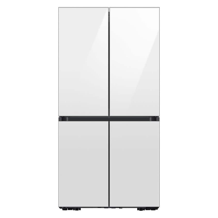 Bespoke 29 cu. ft. Standard Depth 4-Door Flex French Door Refrigerator, White Glass with Beverage Center