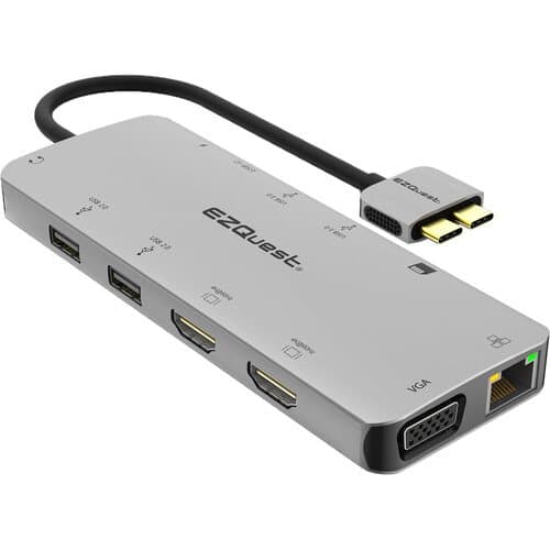 EZQuest 13-Port Ultimate USB-C Multimedia Hub Adapter with Power Delivery 3.0