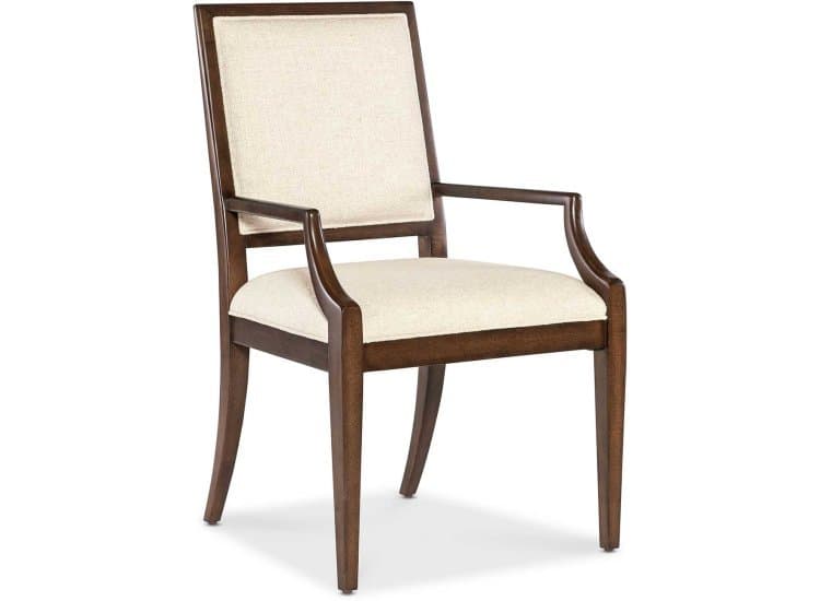 Hooker Furniture Casual Dining Archives Upholstered Arm Chair in Walnut | Curate Wheat Fabric