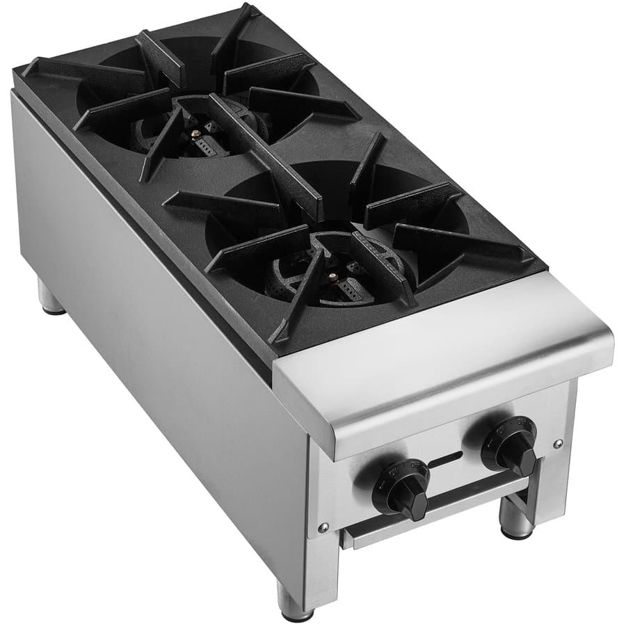 Commercial Gas Range Stove 2 Burners Countertop Cooking Hot Plate Kitchen