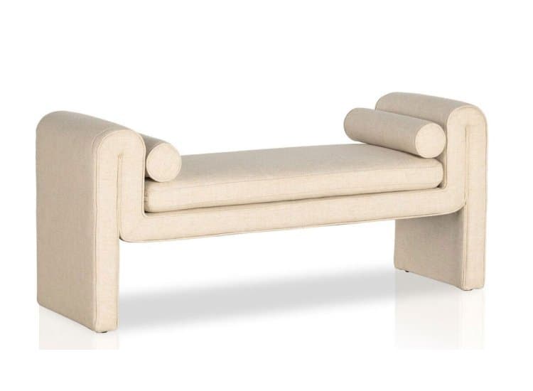 Four Hands Mitchell Accent Bench, Thames Cream Fabric