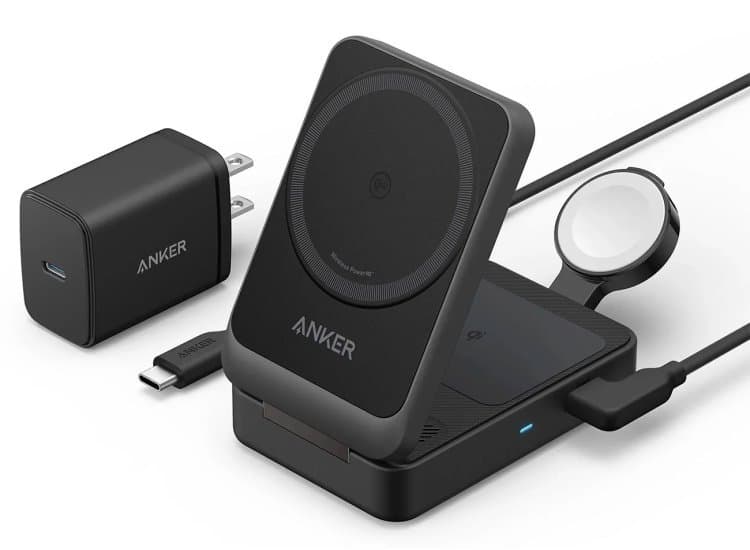 Anker MagGo Wireless Charging Station 25W (Foldable 3-in-1), Black