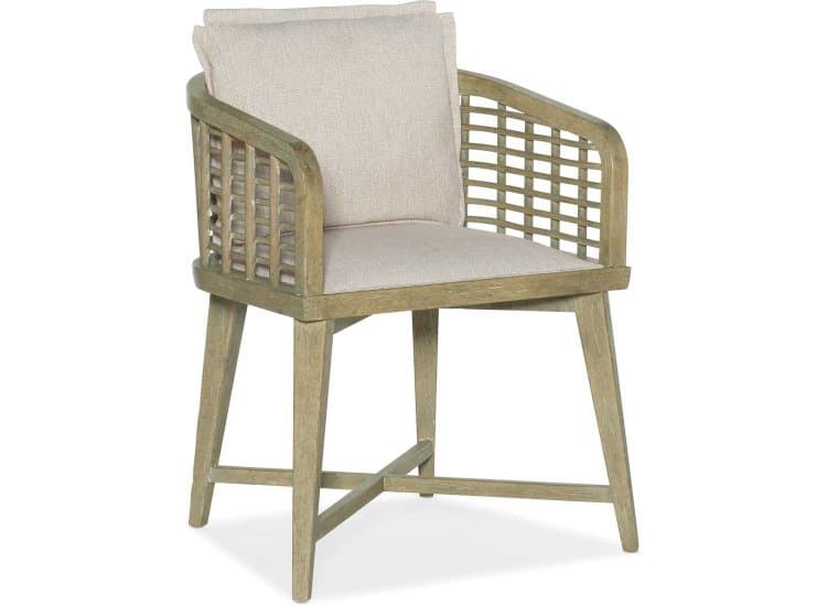 Hooker Furniture Casual Dining Sundance Barrel Back Chair in Driftwood | Zuri Cream Fabric