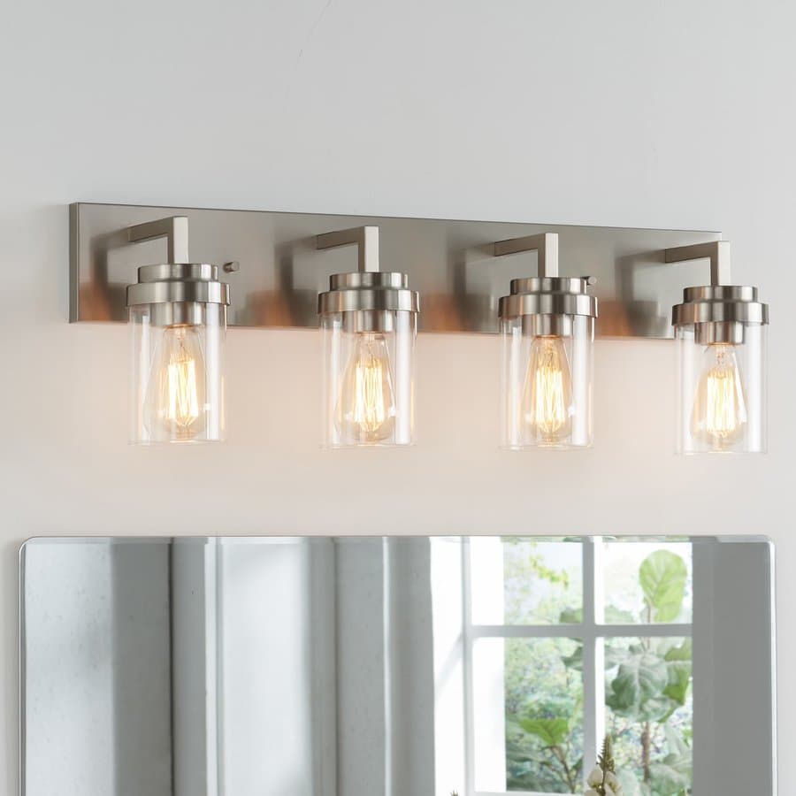 allen + roth 25.75-in 4 Light Brushed Nickel Modern/contemporary Bathroom Vanity light