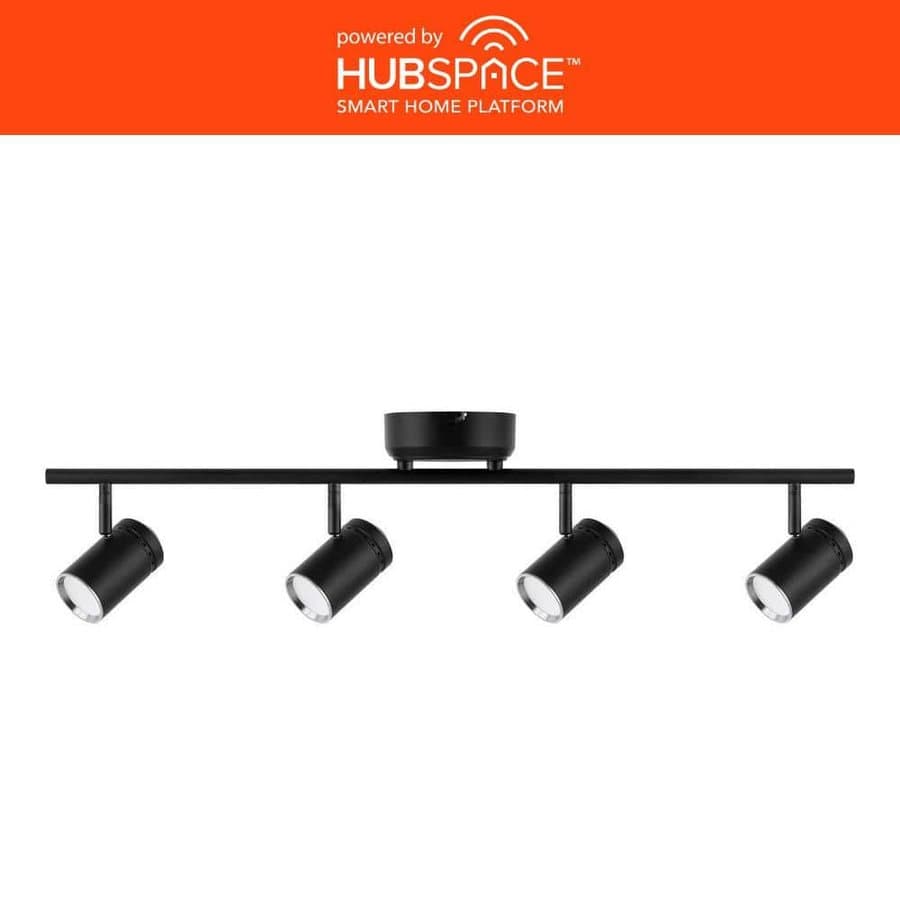 Crosshaven 2.6 ft. Black Smart Color Tunable Integrated LED Track Lighting Kit with 4-Fixed Track Heads