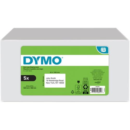 Dymo 4XL Shipping Labels Roll (4 x 6", 5-Pack)