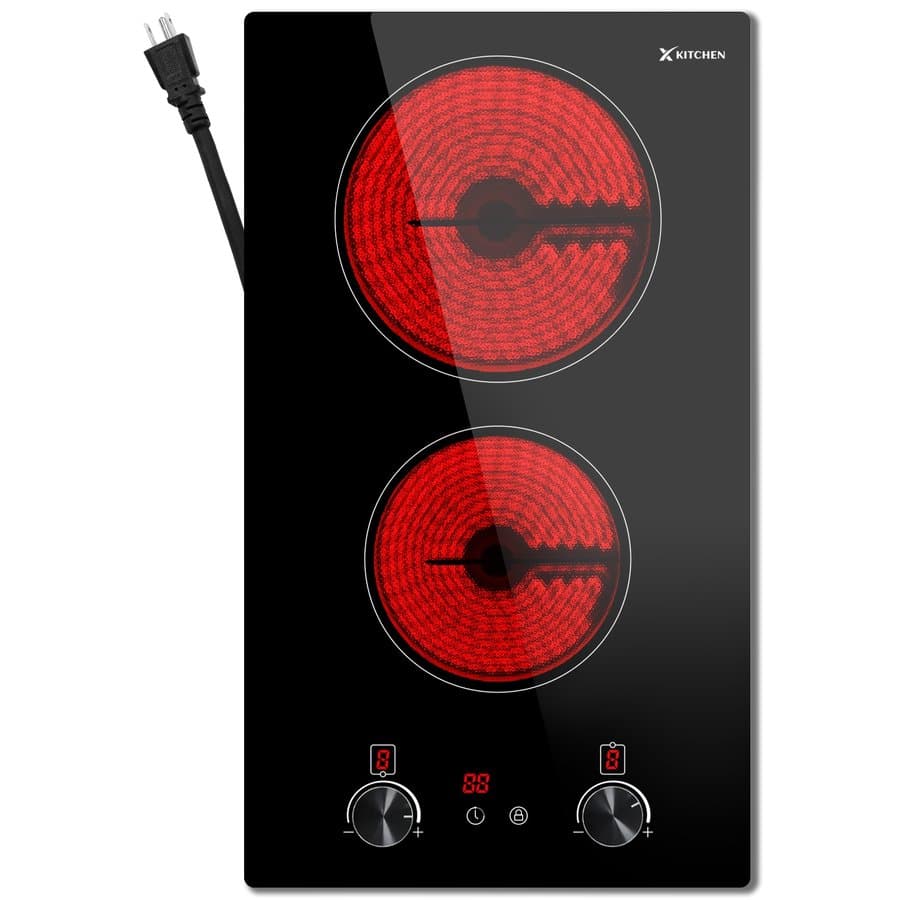 XKITCHEN 12-in 2 burners Smooth surface Black Electric Cooktop
