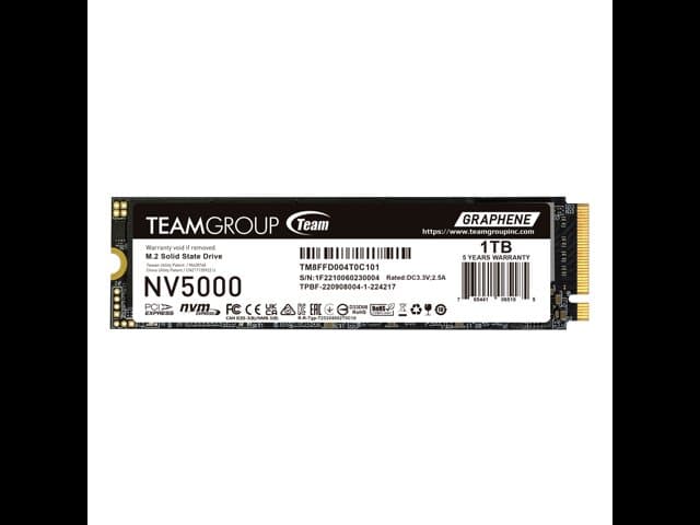 Team Group NV5000 M.2 2280 1TB PCIe 4.0 x4 with NVMe Internal Solid State Drive (SSD) TM8FGM001T0C101