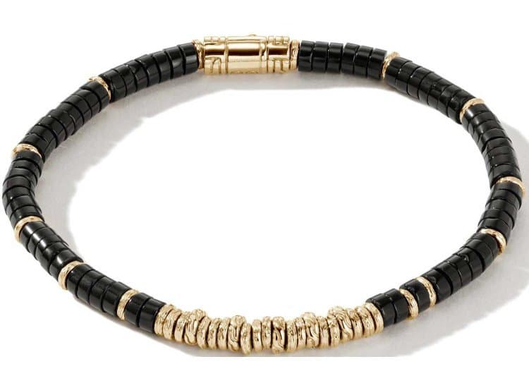 John Hardy Heishi Bracelet-Size Medium-in Gold and Treated Black Onyx
