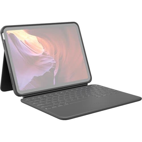 Logitech Rugged Folio Protective Keyboard Case for 11" iPad A16 & 10.9" iPad 10th Gen (Graphite)