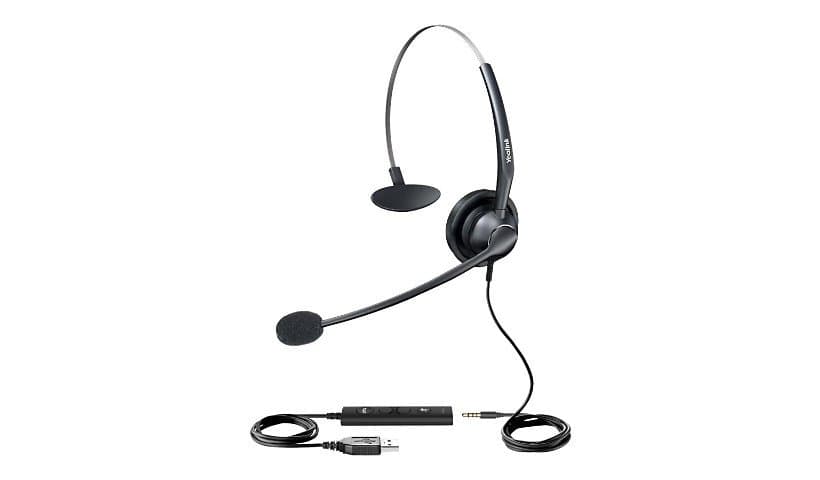 Yealink UH33-Monaural Wired Headset-USB-Skype for Business-Black