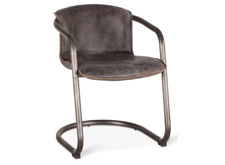 Home Trends & Design Portofino Antique Ebony Leather Dining Chair