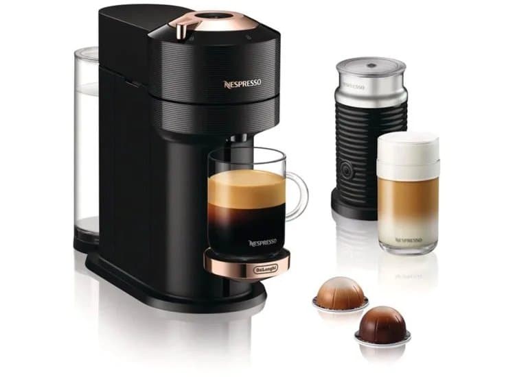 DeLonghi Nespresso Vertuo Next Black And Rose Gold Coffee And Espresso Machine With Aeroccino