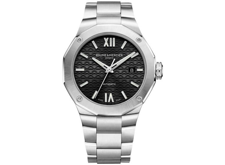 Baume & Mercier Riviera Automatic Black Dial Polished Steel Bracelet Watch, 42mm
