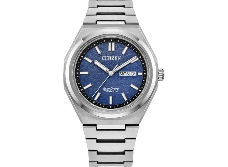 Citizen Zenshin Three-Hand Watch 39mm Super Titanium with Blue Dial