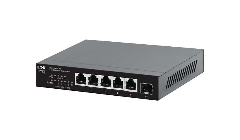 Eaton Tripp Lite series Desktop Gigabit Ethernet Unmanaged Switch PoE+ Pass-Through 5-Port 2.5 Gbps 70W Metal