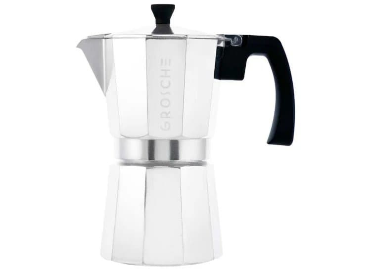 GROSCHE MILANO Stovetop Espresso Maker - Moka Pot 6 Cup - Silver