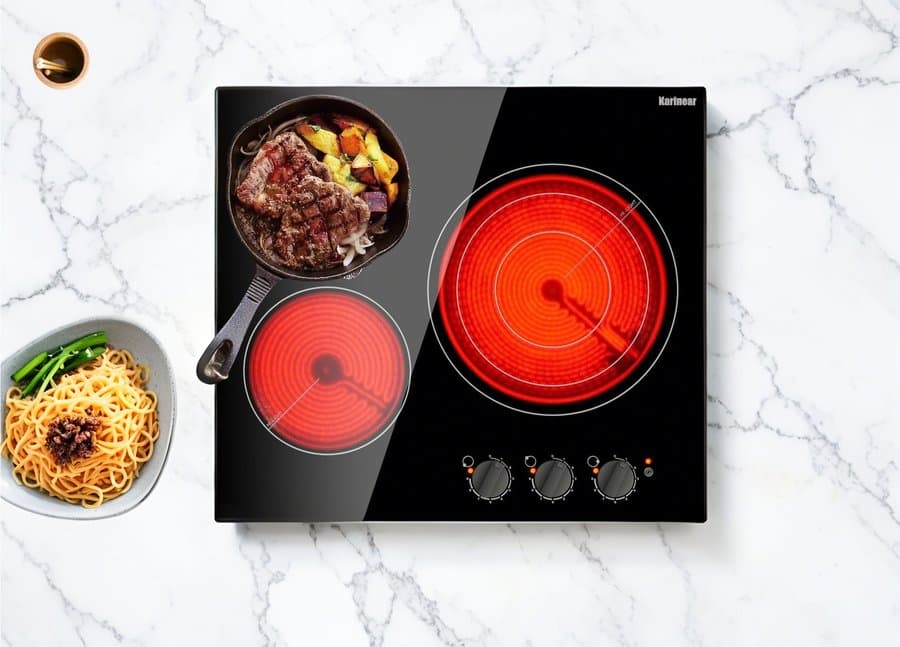 Karinear 3 Burner Electric Cooktop 24 Inch 5700W Wayfair-KNC-D35716