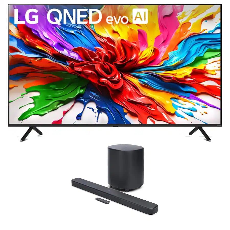 LG 65QNED92AUA 65 Inch 4K QNED Mini LED evo AI Smart TV with a JBL BAR-500-MK2 Dolby Atmos Soundbar (2025)