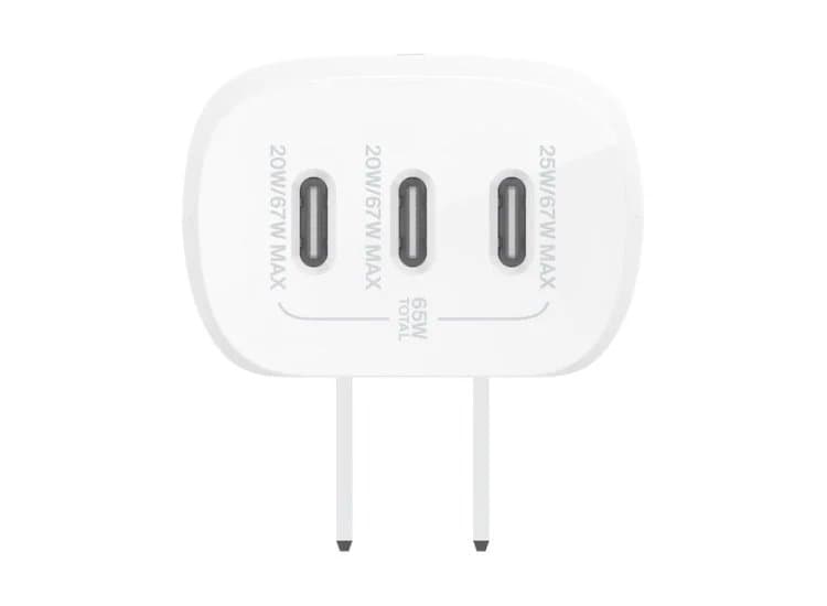 Belkin BoostCharge Wall Charger 3 Port USB-C with PPS 67W, White