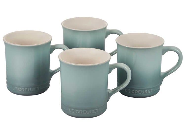 Le Creuset 14 Oz. Set Of 4 Sea Salt Stoneware Mugs