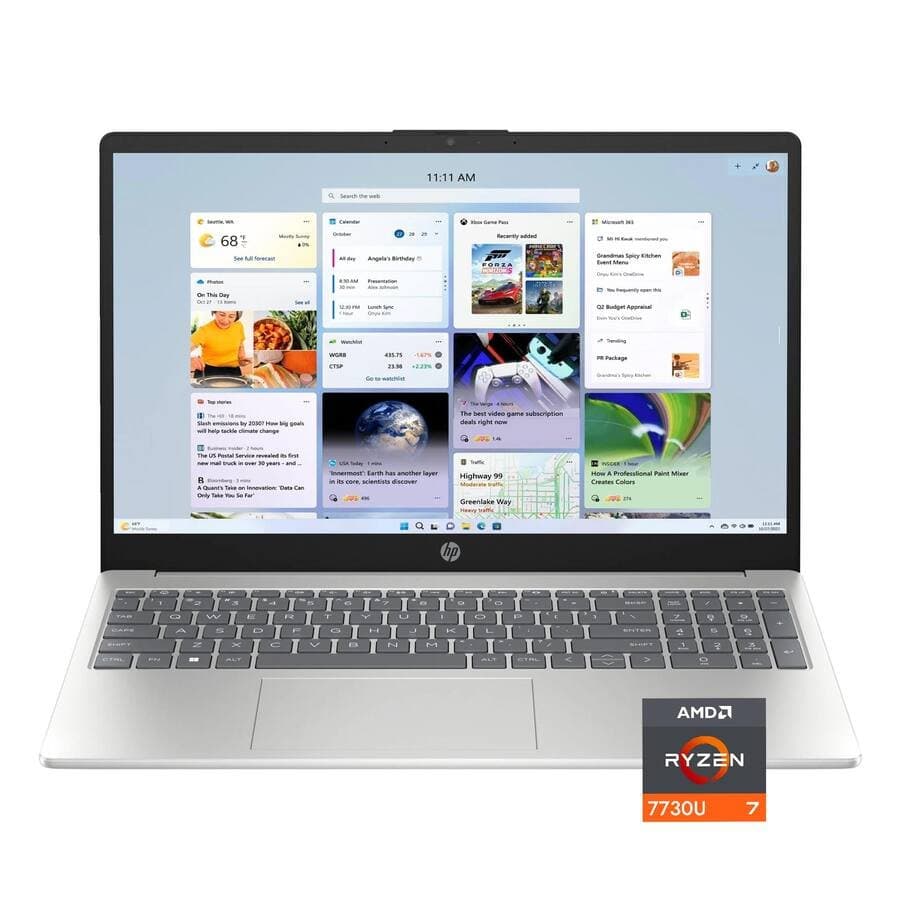 HP 15.6" FHD Touchscreen Laptop,AMD Ryzen 7 7730U,64GB RAM,2TB SSD,AMD Radeon graphics,Win 11 Home,Silver