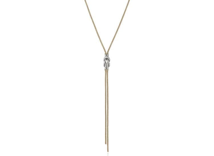 John Hardy Love Knot Y Necklace, Gold and Diamonds