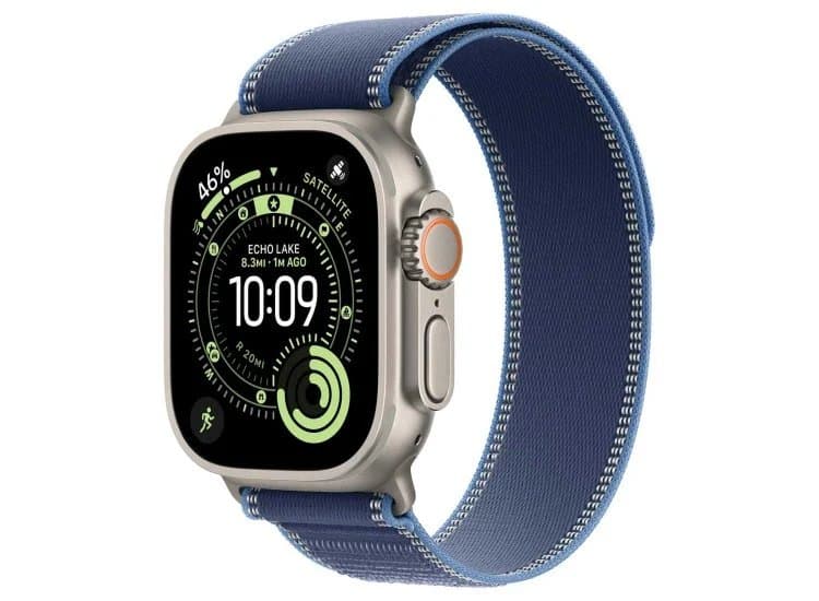 Apple Watch Ultra 3 GPS & Cellular 49mm Natural Titanium Case with M/L Bright Blue Trail Loop