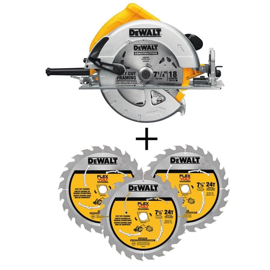 15 Amp 7-1/4 in. Lightweight Circular Saw with Bonus 24-Teeth Circular Saw Blade (3-Pack)