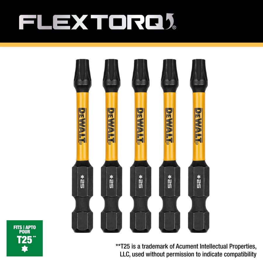 DEWALT FlexTorq 1/4-in x 2-1/4-in Square/Robertson Impact Driver Bit 5 -Piece