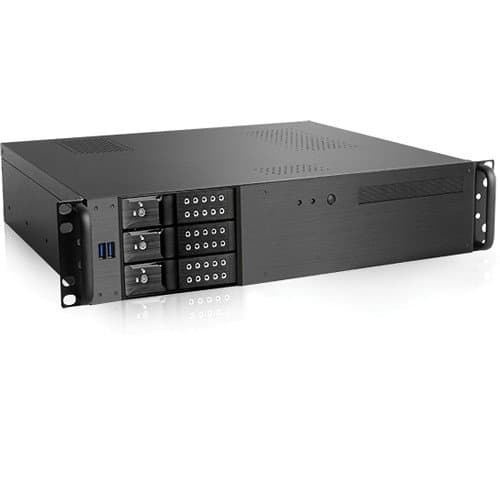 iStarUSA D-230HN-T 2U Compact 3 x 3.5" Bay Trayless Hotswap microATX Rackmount Chassis (Black)
