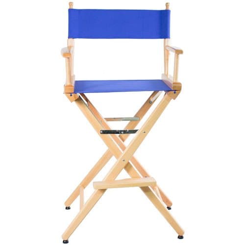 Filmcraft Pro Series Tall Director's Chair (30", Natural Frame, Blue Canvas)