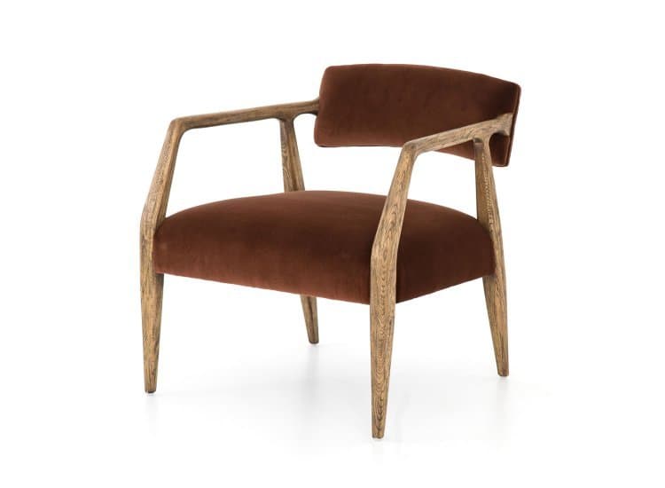Four Hands Abbott Collection Burnt Auburn Velvet Tyler Arm Chair