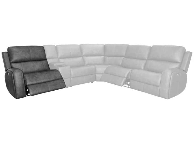 Flexsteel Linden LAF Power Recliner with Power Headrest and Lumbar, Charcoal Leather