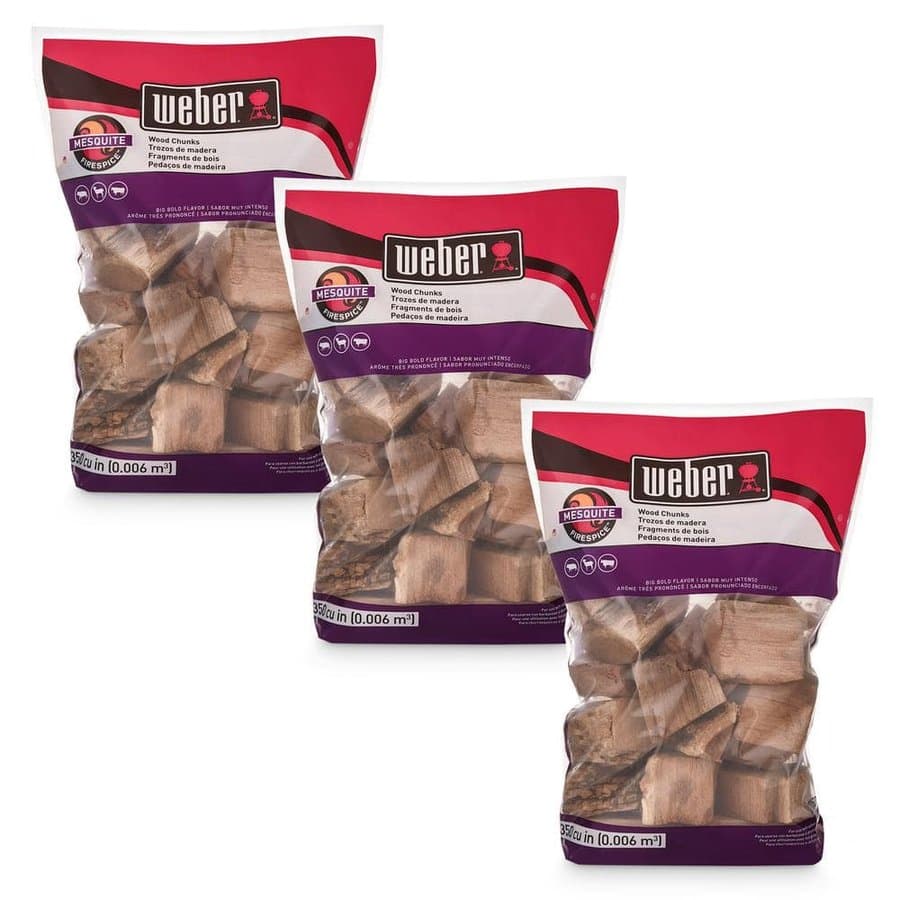 Mesquite Wood Chunks for Smoking, Grilling and Barbecuing, 3 pack