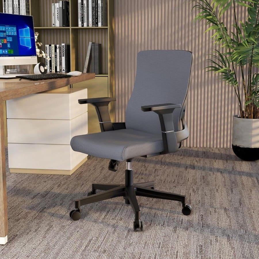 Modern Office Chair Ergonomic Fabric Computer Chair with Swivel and Tilt Brio Series, Grey