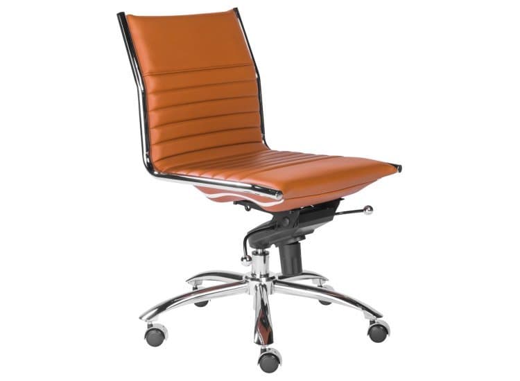 Euro Style Cognac Dirk Low Back Without Armrests Office Chair