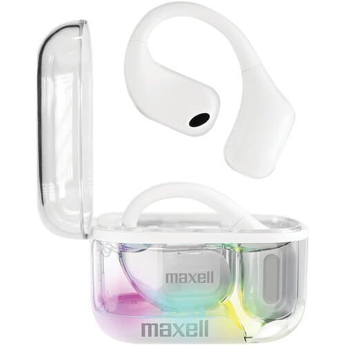Maxell OWS Pro Open Wireless Earhooks (White, Clear Case)