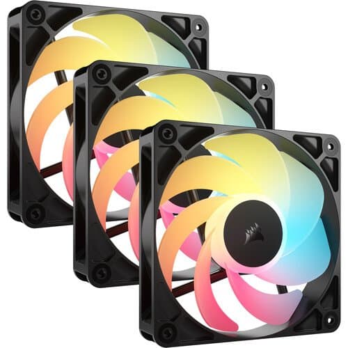 CORSAIR RS120-R ARGB 120mm PWM Reverse Fan (Black, 3-Pack)