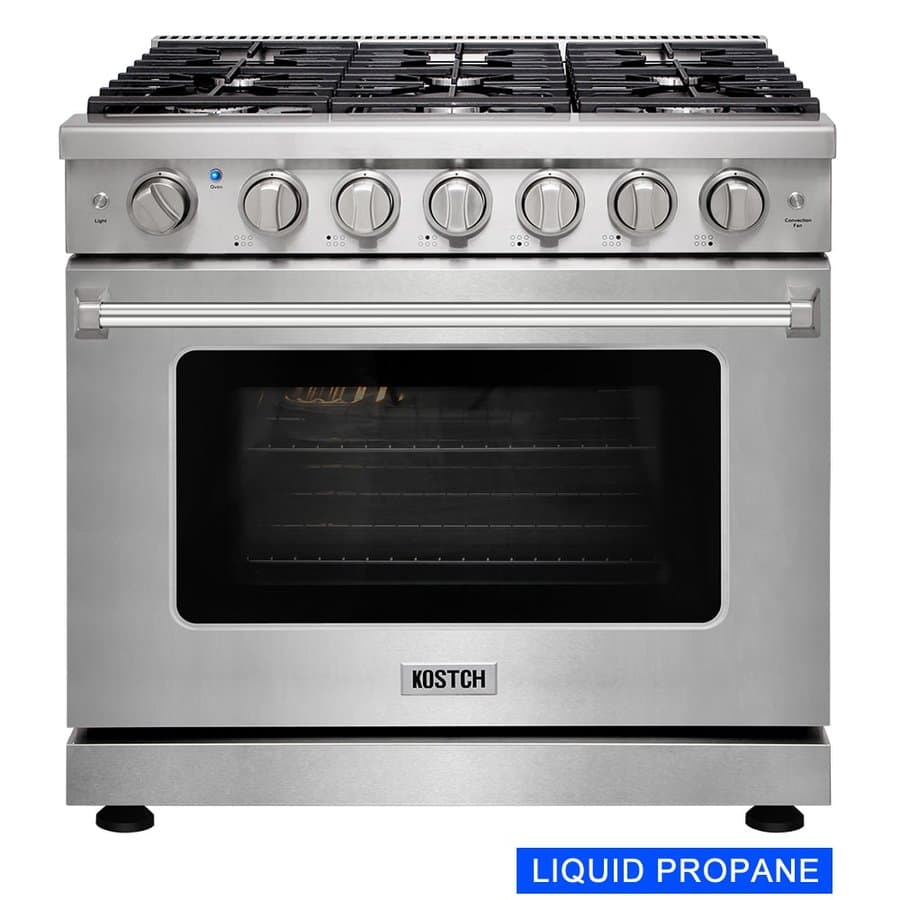 KOSTCH 36-in 6 burners 6-cu ft Convection Oven Freestanding Liquid Propane Gas Range ( Stainless steel )