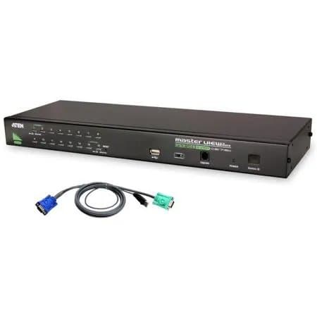 Aten CS1716AU 16-Port PS/2-USB KVM Switch Control Unit with USB Peripheral Support and 16 USB KVM Cables