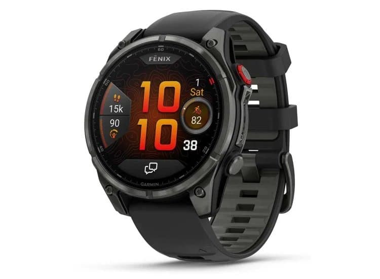 Garmin fenix 8 Pro Smartwatch 47mm AMOLED in Carbon Gray DLC Titanium with Black/Pebble Gray Silicone Band
