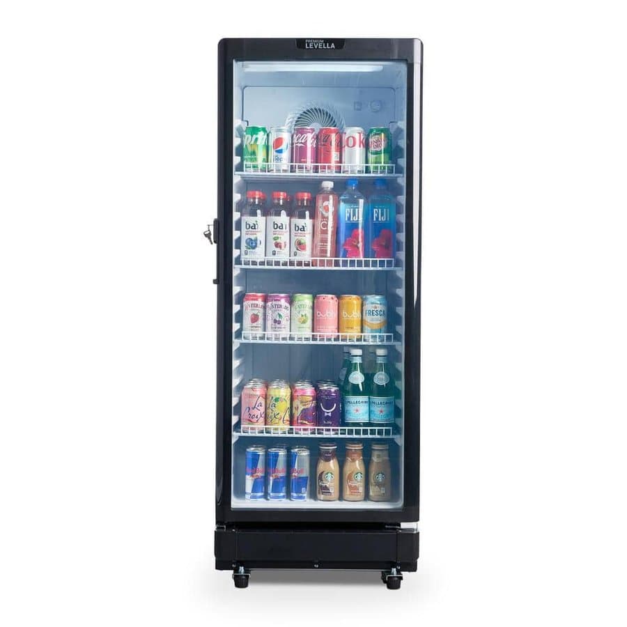 Premium LEVELLA 7.1 cu. ft. Commercial Upright Display Refrigerator Glass Door Beverage Cooler in Black