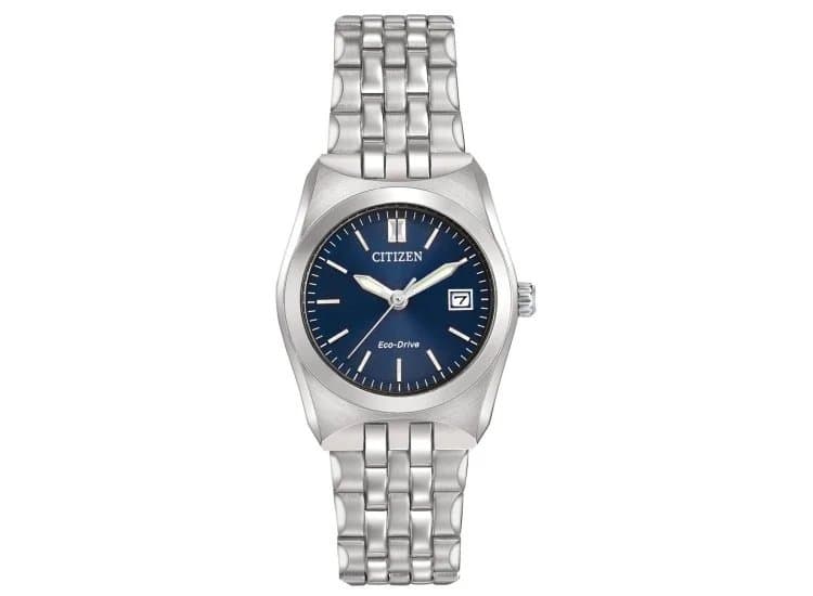 Citizen Corso Eco-Drive Silver-Tone Stainless Steel Watch, Blue Dial, 28mm