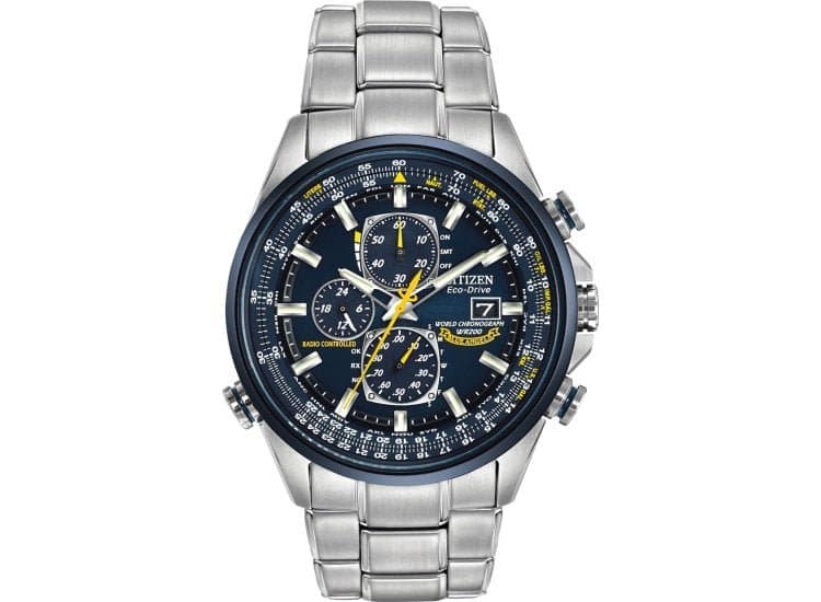 Citizen Blue Angels World Chronograph A-T Blue Dial SS Bracelet Watch, 43mm