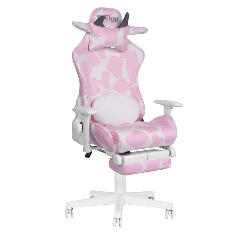 Techni Sport TS87 Cow Series Reclining Ergonomic Gaming Chair with Footrest